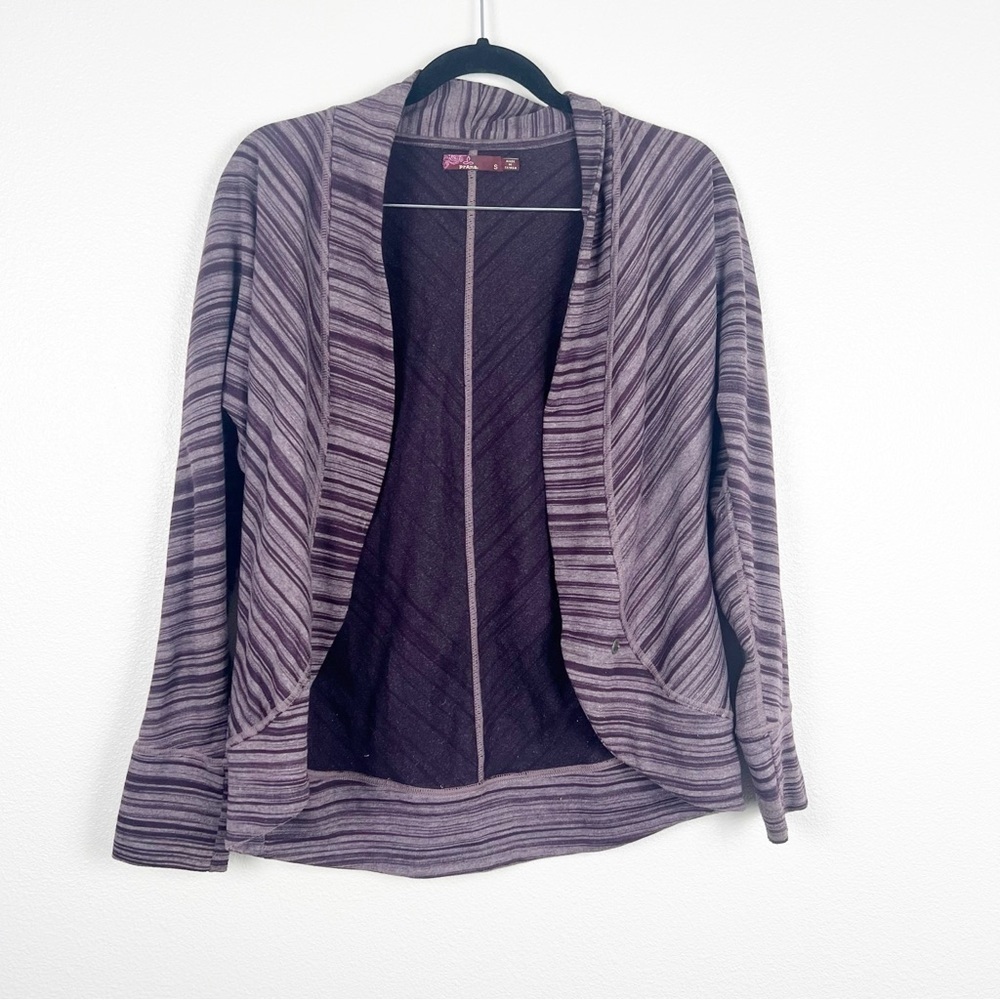 Prana Paradiso Cocoon Cardigan Sweater Purple Striped Open Front Small - Picture 6 of 6